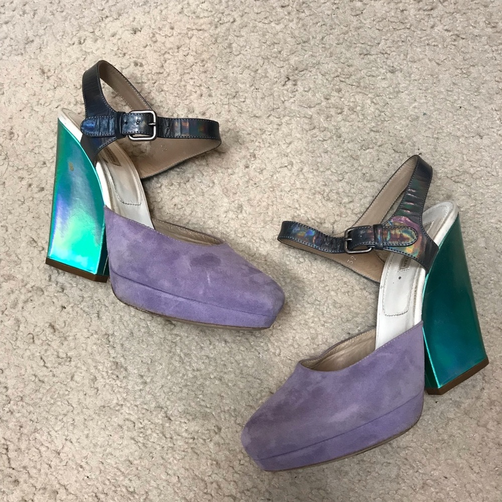 Dries Van Noten Purple/Hologram Heels